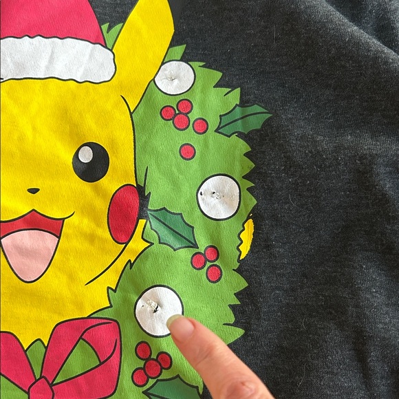 Pokemon Nintendo Dark Gray Unisex Light Up Ugly Christmas Pikachu Sweatshirt Lrg - Picture 13 of 13
